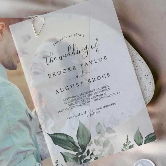 Emerald Greenery Eucalyptus Boho Mountain Wedding (Emerald Greenery Eucalyptus Boho Mountain Wedding Vellum Invitations)