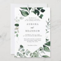 Emerald Greenery Eucalyptus Botanical Wedding Invi