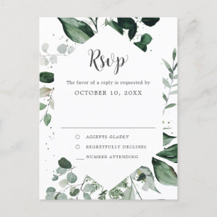 Emerald Greenery Eucalyptus Botanical Wedding RSVP Postkarte
