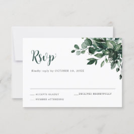 Emerald Greenery Eucalyptus Botanische Hochzeit RSVP Karte