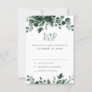 Emerald Greenery Eucalyptus Botanische Hochzeit RSVP Karte