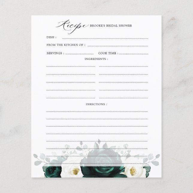 Emerald Greenery Eucalyptus Brautparty Rezpe (Vorderseite)