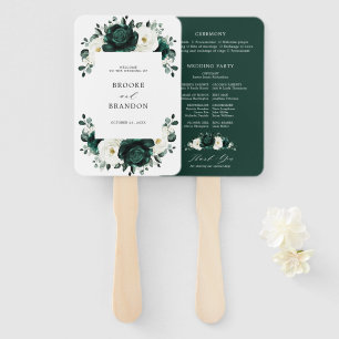 Emerald Greenery Eucalyptus Floral Wedding Program Fächer