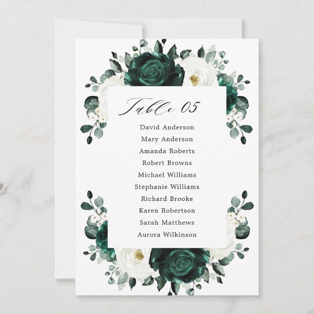 Emerald Greenery Eucalyptus Wedding Seating Chart Einladung (Vorderseite)