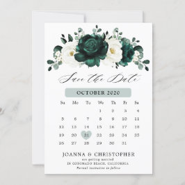 Emerald Greenery Eucalyptus White Floral Calendar Save The Date