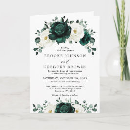 Emerald Greenery Eucalyptus White Floral Wedding Einladung