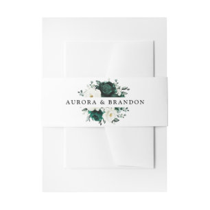 Emerald Greenery Eucalyptus White Floral Wedding Einladungsbanderole