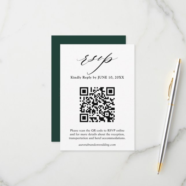 Emerald Greenery Eucalyptus White Floral Wedding R RSVP Karte (Vorderseite/Rückseite Beispiel)