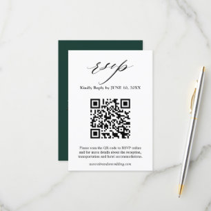 Emerald Greenery Eucalyptus White Floral Wedding R RSVP Karte
