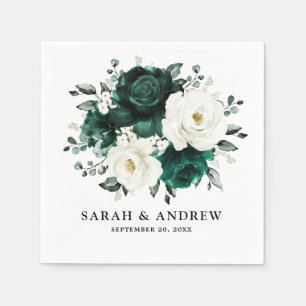 Emerald Greenery Eucalyptus White Floral Wedding Serviette