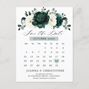 Emerald Greenery Eucalyptus White Save the Date Postkarte