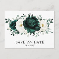Emerald Greenery Eucalyptus White Save the Date