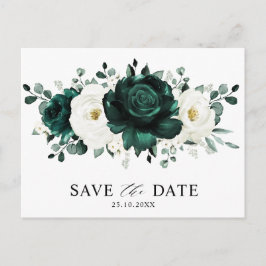 Emerald Greenery Eucalyptus White Save the Date Postkarte