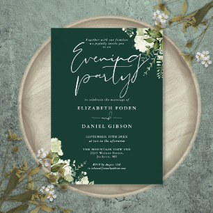 Emerald Greenery Floral Wedding Abend Party Einladung