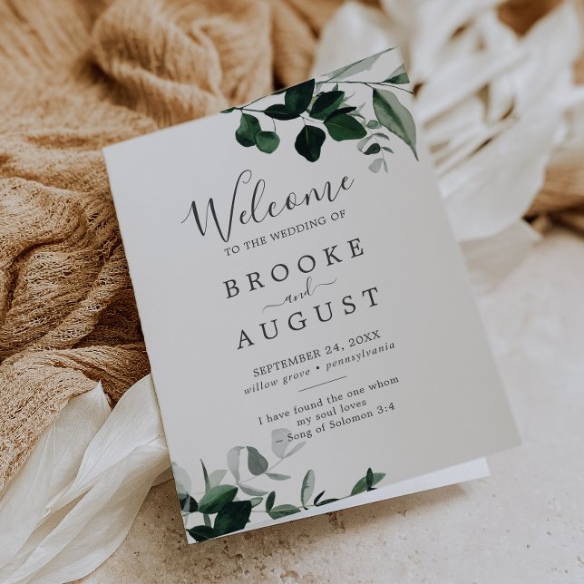 Emerald Greenery Folded Wedding Programm (Von Creator hochgeladen)