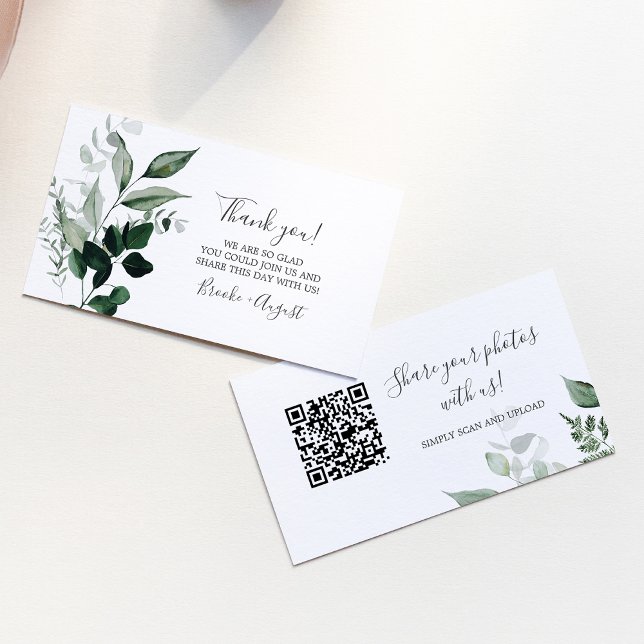 Emerald Greenery Fotos Hochzeiten QR Code Card Visitenkarte (Emerald Greenery Photos Wedding QR Code Card)
