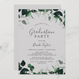 Emerald Greenery | Gray Graduation Party Einladung