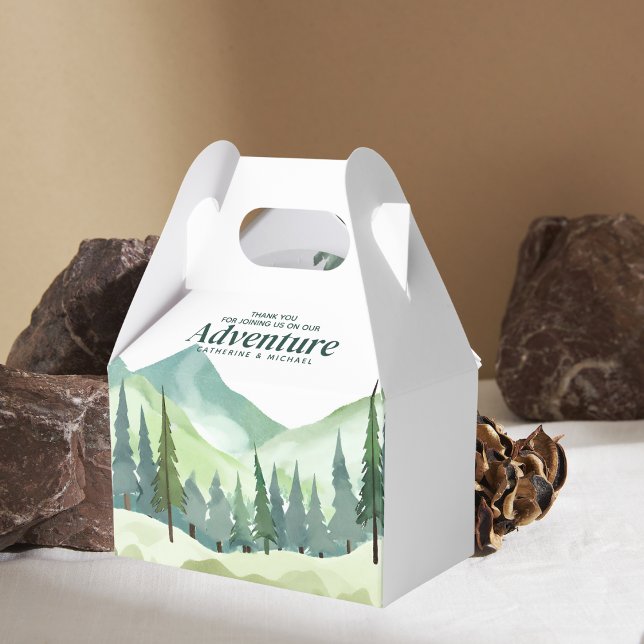 Emerald Greenery Mountain Pine Rustikale Hochzeit Geschenkschachtel (Von Creator hochgeladen)