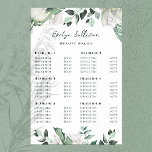 Emerald Greenery Price List Poster