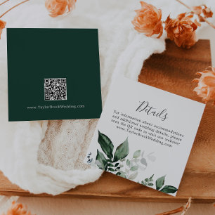 Emerald Greenery QR Code Wedding Details Begleitkarte
