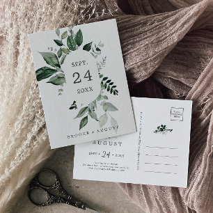 Emerald Greenery Save the Date Postcard Einladungspostkarte
