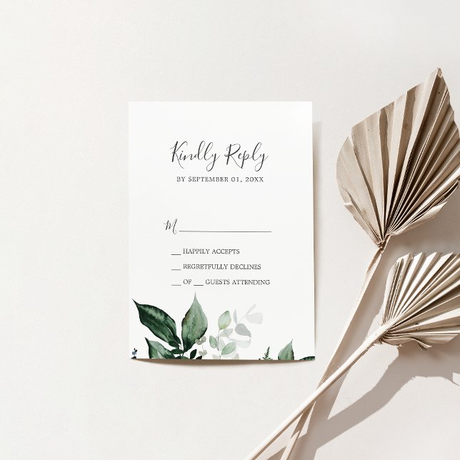 Emerald Greenery Simple Wedding RSVP Card Karte (Von Creator hochgeladen)