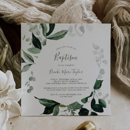Emerald Greenery Square Taufe Einladung