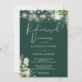 Emerald Greenery String Lights Probe Dinner Einladung