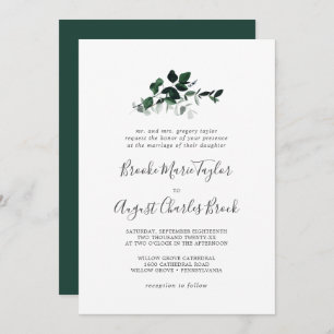 Emerald Greenery Traditionelle Hochzeit Einladung