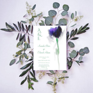 Emerald Greenery Tulip Floral Monogram Wedding Einladung