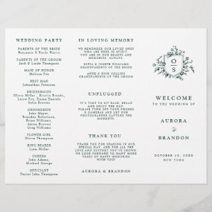 Emerald Greenery Vintag Botanical Wedding Program