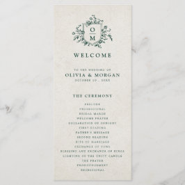 Emerald Greenery Vintag Botanische Hochzeit Programm