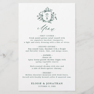 Emerald Greenery Vintag Botanische Hochzeitsmenü