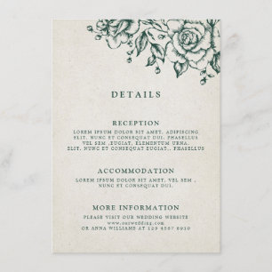 Emerald Greenery Vintage botanische Hochzeiten Det Begleitkarte