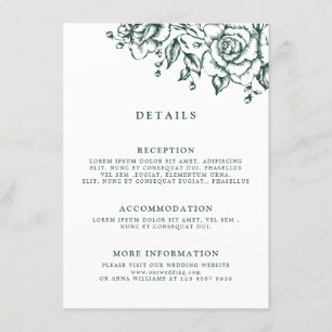 Emerald Greenery Vintage botanische Hochzeiten Det Begleitkarte