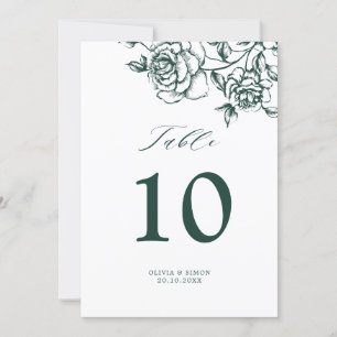 Emerald Greenery Vintage Tischnummer