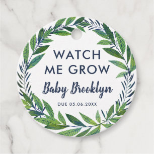 Emerald Greenery Watch Me Grow Baby Shower Geschenkanhänger