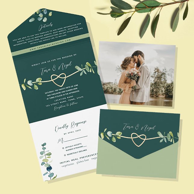Emerald Greenery Wedding All In One Einladung (Von Creator hochgeladen)
