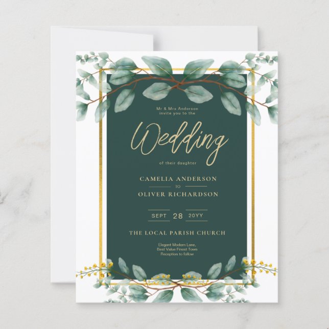 Emerald Greenery Wedding Botanical Nature lädt ein (Vorderseite)
