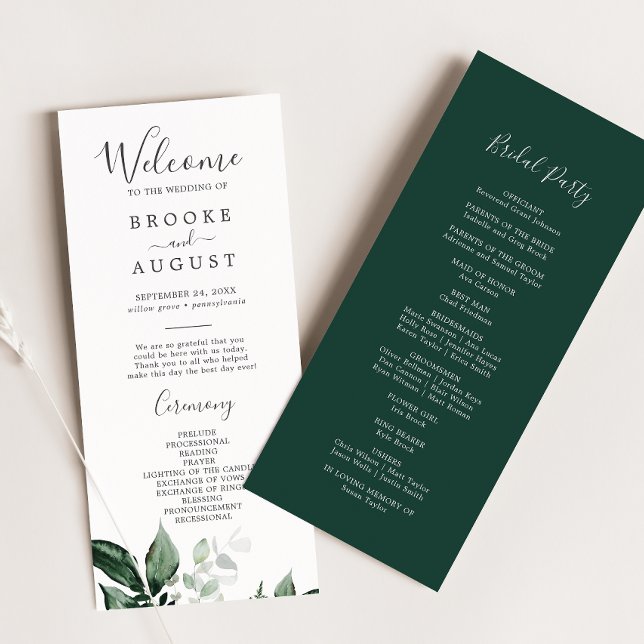 Emerald Greenery Wedding Program Programm (Von Creator hochgeladen)