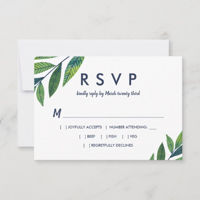 Emerald Greenery Wedding RSVP (Vorderseite)