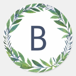 Emerald Greenery Wedding Siegel Monogram Runder Aufkleber