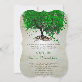 Emerald Heart Leaf Tree Wedding Invites Einladung