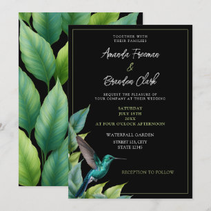 Emerald Hummingbird Tropical Blätter Wedding Einladung
