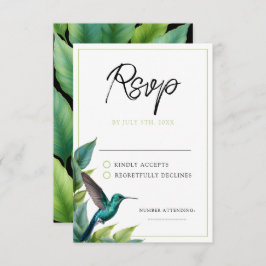 Emerald Hummingbird Tropical Blätter Wedding RSVP Karte