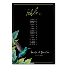 Emerald Hummingbird Tropical Blätter Wedding Tischnummer