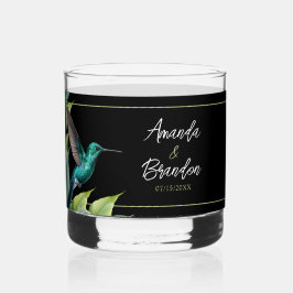Emerald Hummingbird Tropical Blätter Wedding Whiskyglas
