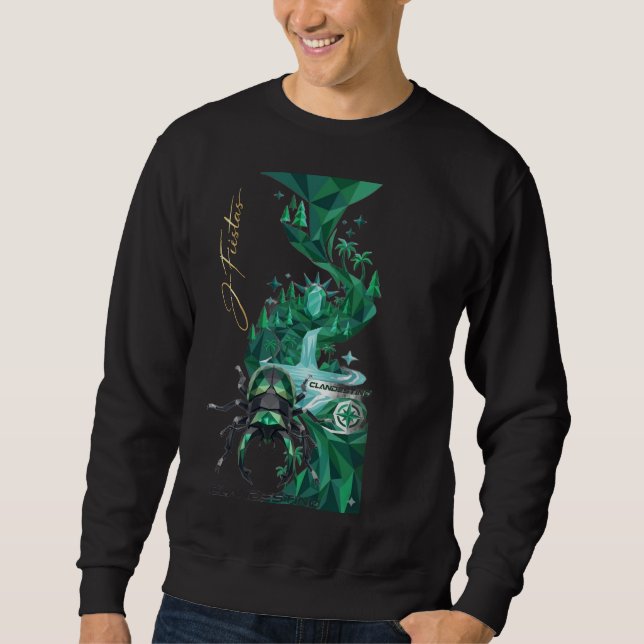 “Emerald Island Beetle – Nature-Inspired Black Lon Sweatshirt (Vorderseite)