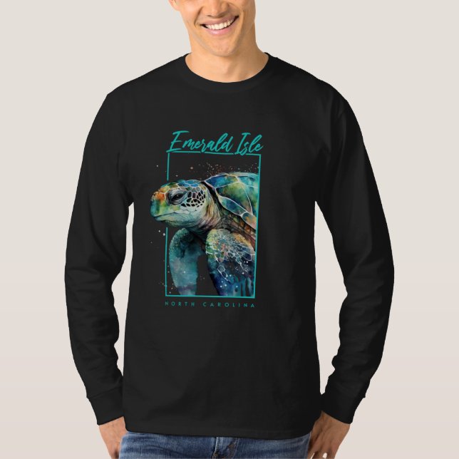 Emerald Isle NC Souvenir Sea Turtle Portrait T-Shirt (Vorderseite)