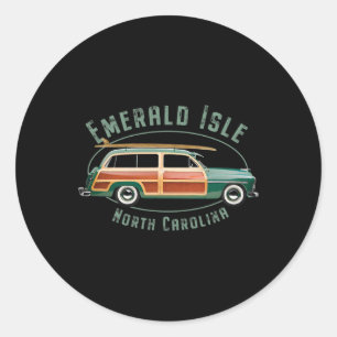 Emerald Isle North Carolina Vintage Surfen Runder Aufkleber